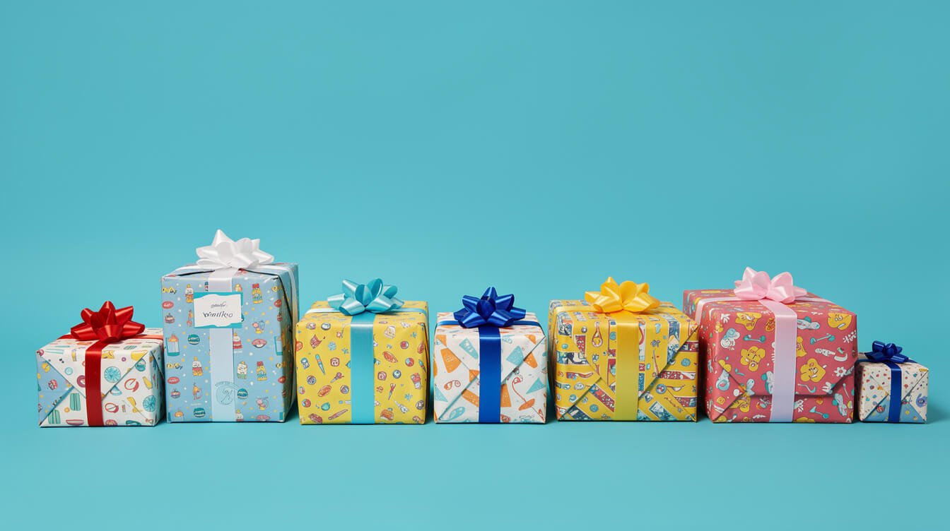 Universally funny white elephant gag gifts on a bright backdrop